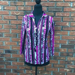 Alfani 3/4 sleeve top, maroon, pink & white small